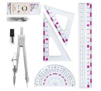 DY.2ten Geometry Set for Students, Maths Set, Protractor and Compass Set, Math Drawing Set, Geometry Compass Sets, Protactor Kit for Class Supplies and School, 6 Pcs