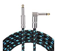 DY.2ten Professional Guitar Lead 3ft 6.35mm 1/4" Braided Noiseless 1 Meter Guitar Amp Lead L Shaped 90 Degrees Jack Straight to Right Angle Instrument Cord for Electric Guitar, Bass, Amp, Keyboard