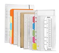DY.2ten Refillable A6 Notebook Set Cover - 6 Hole Loose Leaf PVC Binder Cover,80 Sheets (160 Pages) of Lined Paper,Kraft Paper, Squared Ruled and Blanked Paper , Pockets, Ivory (2207HYA64SEN)
