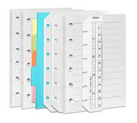DY.2ten Refillable A7 Notebook Set, 3 Pack A7 Lined Refill Paper, A7 Clear Zipper Binder Pockets, A7 Dividers, A7 Ruler Marker, Paper Refill for 6-Ring A5 Binders Planner Notebook
