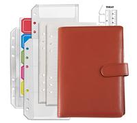 DY.2ten Refillable Notebook Set with Cover - 90 Sheets (180 Pages) of Lined Paper + A6 Zipper Binder Pockets + A6 3-Pockets Storing Bag & PU Binder Cover with 6 Hole Loose Leaf