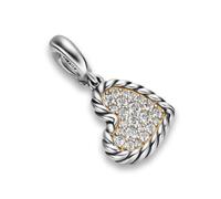DY Elements® Cable Heart Amulet In Sterling Silver With Diamonds, 17mm