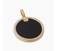 DY Elements® Disc Pendant in 18ct Yellow Gold with Black Onyx and Diamond Rim, 24mm