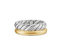 DY Mercer® Two Row Ring in Sterling Silver with 18ct Yellow Gold, 8mm - Ring Size L.5