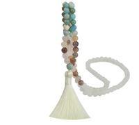 Dyale 108 Long Necklace Boho Colorful Tourmaline Natural Amazonite Stone Onyx Tassel Pendant For Women, 19cm, Stone, Agate