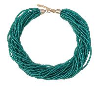 Dyale 1pc Bohemian Green Blue Elegant Simple Multi Layer Rice Bead Necklace Tie Neck Women's Neck Chain Clavicle Chain, 19cm, Stone, Agate