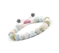 Dyale 1PC Rose Quartz Bracelet Amethyst Moonstone Braided Adjustable Natural Crystal Beads Bracelet Gift for Men Women, 19cm, Stone, Agate