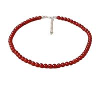 Dyale Carnelian Necklace 6mm 8mm 10mm Red Round Natural Stone Beaded Handmade Red Gift Vacation Decor, 19cm, Stone, Agate