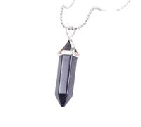 Dyale - Hexagonal Bullet Glass and Natural Quartz Stone Amethyst Rose Quartz Lapis Lazuli Pendant Necklaces, 19cm, Stone, Agate