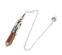 Dyale - Natural crystal pendulum necklace with antique bronze gemstone pendant, 19cm, Stone, Agate