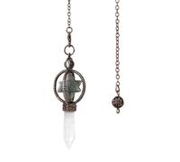 Dyale Natural Crystal Pendulums for Women, Merkaba Natural Stone Pendulum, Clear Quartz, Red Bronze, 19cm, Stone, Agate