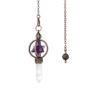 Dyale Natural Crystal Pendulums for Women, Merkaba Natural Stone Pendulum, Clear Quartz, Red Bronze, 19cm, Stone, Agate