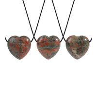 Dyale - Natural Stone Heart Necklace Amethysts Tiger Eye Quartz Crystal Pink Black Obsidian Pendant for Women, 19cm, Stone, Agate