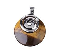 Dyale Natural Stone Pendants For Necklaces Hollow Round Spiral Purple Pink Crystal Sodalite Tiger Eye Aventurine Opal