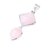 Dyale - Natural Stones Pendant Square Crystal Water Drop Rose Quartz Lapis Lazuli Geometric Pendants for Necklaces Women, 19cm, Stone, Agate