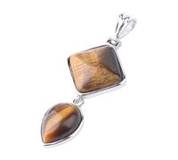 Dyale - Natural Stones Pendant Square Crystal Water Drop Rose Quartz Lapis Lazuli Geometric Pendants for Necklaces Women, 19cm, Stone, Agate