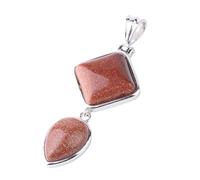 Dyale - Natural Stones Pendant Square Crystal Water Drop Rose Quartz Lapis Lazuli Geometric Pendants for Necklaces Women, 19cm, Stone, Agate