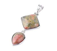 Dyale - Natural Stones Pendant Square Crystal Water Drop Rose Quartz Lapis Lazuli Geometric Pendants for Necklaces Women, 19cm, Stone, Agate
