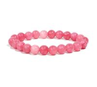 Dyale - Pink Chalcedony Beads Bracelet for Women Natural Stone Beads Meditation Gift for Friends 8mm