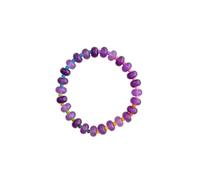 Dyale Rainbow Gradient Natural Stones Beads Bracelets Colored Glass Rice Beads Stretchy Bangle Women's, 19cm, Stone, Agate