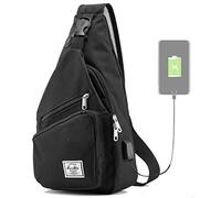 d'yallee 15.4" Sling Bag for Men Crossbody Shoulder Chest Bags Nylon for Travel Gym Sport Hiking with USB Charger Port