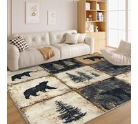 dyausi Bear Area Rugs Living Room Large 160x230 - Washable Jungle Animals Vintage Area Rugs for Bedroom - Hunting Theme Carpets DecorThin Low Pile Floor Mat for Dining Playroom A107