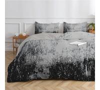dyausi Black Grey Emperor Duvet Cover Set Ombre Stylish Bedding Set 3pcs with Zipper Closure for Adult Men Women Reversible Microfiber Quilt Cover 290x235cm and 2 Pillowcases 50x75cm
