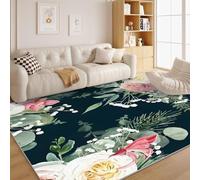 dyausi Bohemian Rugs for Bedroom - Country Vintage Rug - Eucalyptus Leaf Carpet, Ancient Home Decor Non Slip Large Rug, Washable Rug, Anti Slip Low Pile Area Rug, 120 x 120cm Herb W101