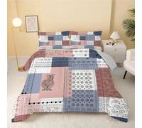 dyausi Boho Paisley Double Duvet - Reversible Coverless Duvet 7.5 Tog with Pillowcase - Polka Dot Patchwork Retro Bohemian Quilt for All Season - Lightweight and Washable Comforter - WY-423