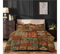 dyausi Brown Duvet Cover 100% Microfiber Patchwork King Size Duvet Cover Sets 3pcs for Man Woman Reversible Breathable Bedding Duvet Cover with Zipper Closure and Pillowcase