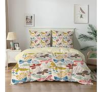 dyausi Color Emperor Duvet Cover Set Butterfly Floral Pattern Stylish Bedding Set 3pcs with Zipper Closure for Man Woman Reversible Microfiber Quilt Cover 290x235cm and 2 Pillowcases 50x75cm