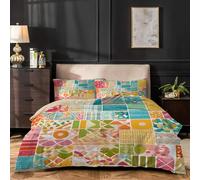 dyausi Color Emperor Duvet Cover Set Patchwork Geometry Stylish Bedding Set 3pcs with Zipper Closure for Man Woman Reversible Microfiber Quilt Cover 290x235cm and 2 Pillowcases 50x75cm