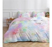 dyausi Coloured Pink Duvet Cover 100% Microfiber Gradient King Size Duvet Cover Sets 3pcs for Women Girls Reversible Breathable Bedding Duvet Cover with Zipper Closure and Pillowcase