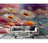 dyausi Country Cottage Wallpaper Mural, Pink Print Wall Murals, Self-Adhesive Photo Wallpaper Home Decoration, Small Wall Sticker for Living Room Bedroom 150 * 105cm (W*H) Colorful Floral