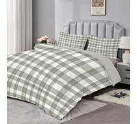 dyausi Coverless Duvet - Soft Super King Duvet with 2 Pillowcases - Lightweight and Machine Washable Printed Duvet - Bedding Set with Tartan Check Pattern - Superking 220x260cm - Grey