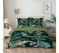 dyausi Dark Green Duvet Cover 100% Microfiber Plant Leaves Nature King Size Duvet Cover Sets 3pcs for Aldult Reversible Breathable Bedding Duvet Cover with Zipper Closure and Pillowcase