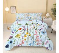 dyausi Floral Duvet, Coverless Duvet Super King Size, Reversible Watercolor Plants Comforter for All Year Round, Washable Quilt 7.5 Tog, Lightweight Superking Duvet 220x260, Colorful