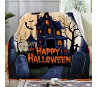 dyausi Halloween Blankets, Forest Fleece Blanket King Size, Bat Spooky Throw Blanket for Bed, Soft Fluffy Cosy Flannel Blanket, Throws for Sofas 200x240 cm - I-235