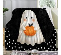 dyausi Halloween Blankets, Pumpkin Fleece Blanket Super King, Bat Botanical Throw Blanket for Bed, Soft Fluffy Cosy Flannel Blanket, Throws for Sofas 230x270 cm - I-253