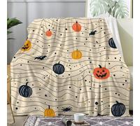 dyausi Halloween Blankets, Pumpkin Fleece Blanket Super King, Bat Geometric Throw Blanket for Bed, Soft Fluffy Cosy Flannel Blanket, Throws for Sofas 230x270 cm - I-250