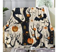 dyausi Halloween Fleece Blanket, Bat Throws for Sofas, Pumpkin Spider Web Blanket Super King Size, Soft Cosy Flannel Blankets for Bed, Home Decor Sofa Throw 230x270 cm - I-208