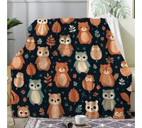 dyausi Halloween Fleece Blanket, Owl Throws for Sofas, Forest Botanical Blanket King Size, Soft Cosy Flannel Blankets for Bed, Home Decor Sofa Throw 200x240 cm - I-303