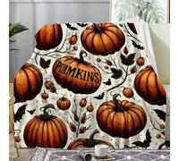 dyausi Halloween Fleece Blanket, Pumpkin Throws for Sofas, Bat Candy Party Blanket Super King Size, Soft Cosy Flannel Blankets for Bed, Home Decor Sofa Throw 230x270 cm - I-258