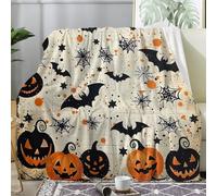 dyausi Halloween Fleece Blanket, Pumpkin Throws for Sofas, Bat Spiderweb Starry Sky Blanket King Size, Soft Cosy Flannel Blankets for Bed, Home Decor Sofa Throw 200x240 cm - I-287