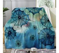 dyausi Halloween Throw Blanket for Bed, Bat Fleece Blanket Sofa Throw, Fluffy Soft Warm Flannel Blanket for Couch Travel Camping, Spider Web Geometric Decor Blankets, King 200x240 cm, I-210
