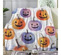 dyausi Halloween Throw Blanket for Bed, Pumpkin Fleece Blanket Sofa Throw, Fluffy Soft Warm Flannel Blanket for Couch Travel Camping, Bat Twigs Decor Blankets, Super King 230x270 cm, I-257