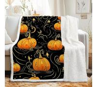 dyausi Halloween Watercolor Pattern Decorative Blanket, Sherpa Throw Blanket, Spider Web Scary Blanket for Sofa Bed, Sofa Throw Fluffy Warm Thick Fleece Blanket, 130x150 cm - I-211