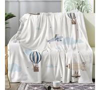 dyausi Hot Air Balloon Throw Blanket for Bed, Modern City Fleece Blanket Sofa Throw, Fluffy Soft Warm Flannel Blanket for Couch Travel Camping, Animal Decor Blankets, Extra Large 220x240 cm, H-912