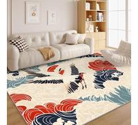 dyausi Japanese style Rugs Living Room - Crane Area Rugs - Retro Home Decor, Nostalgic Decor, Large Non Slip Washable Short Pile Wipe Clean Carpet 140 x 200 cm Beige Y6