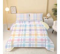dyausi King Size Duvet 7.5 Tog, Reversible Tartan Check Coverless Duvet 3 Piece, Machine Washable Bedding Quilt for Summer Autumn, Soft King Duvet 220x230, Color